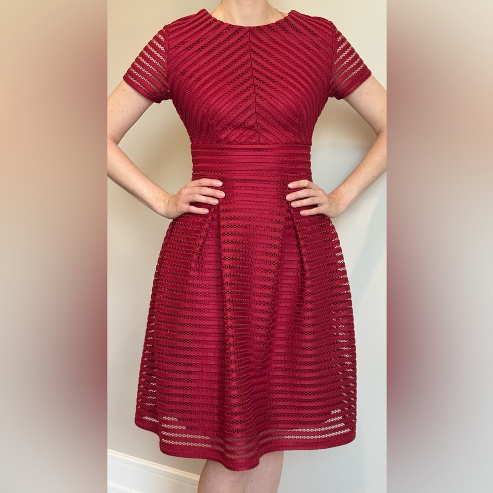 Boohoo Red Ribbed A-Line Dress